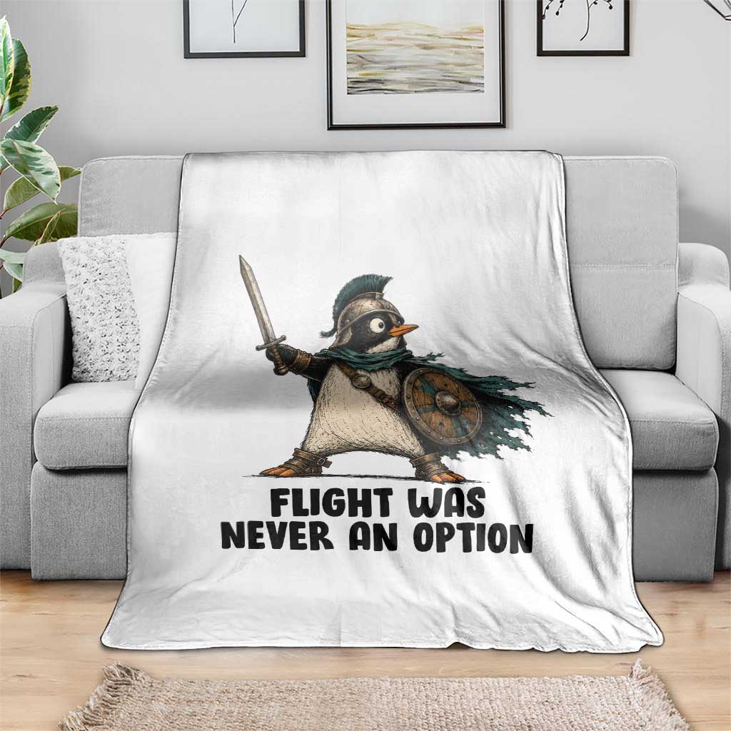 Flight Was Never An Option Funny Penguin Throw Blanket Sarcastic Dark Humor Animal