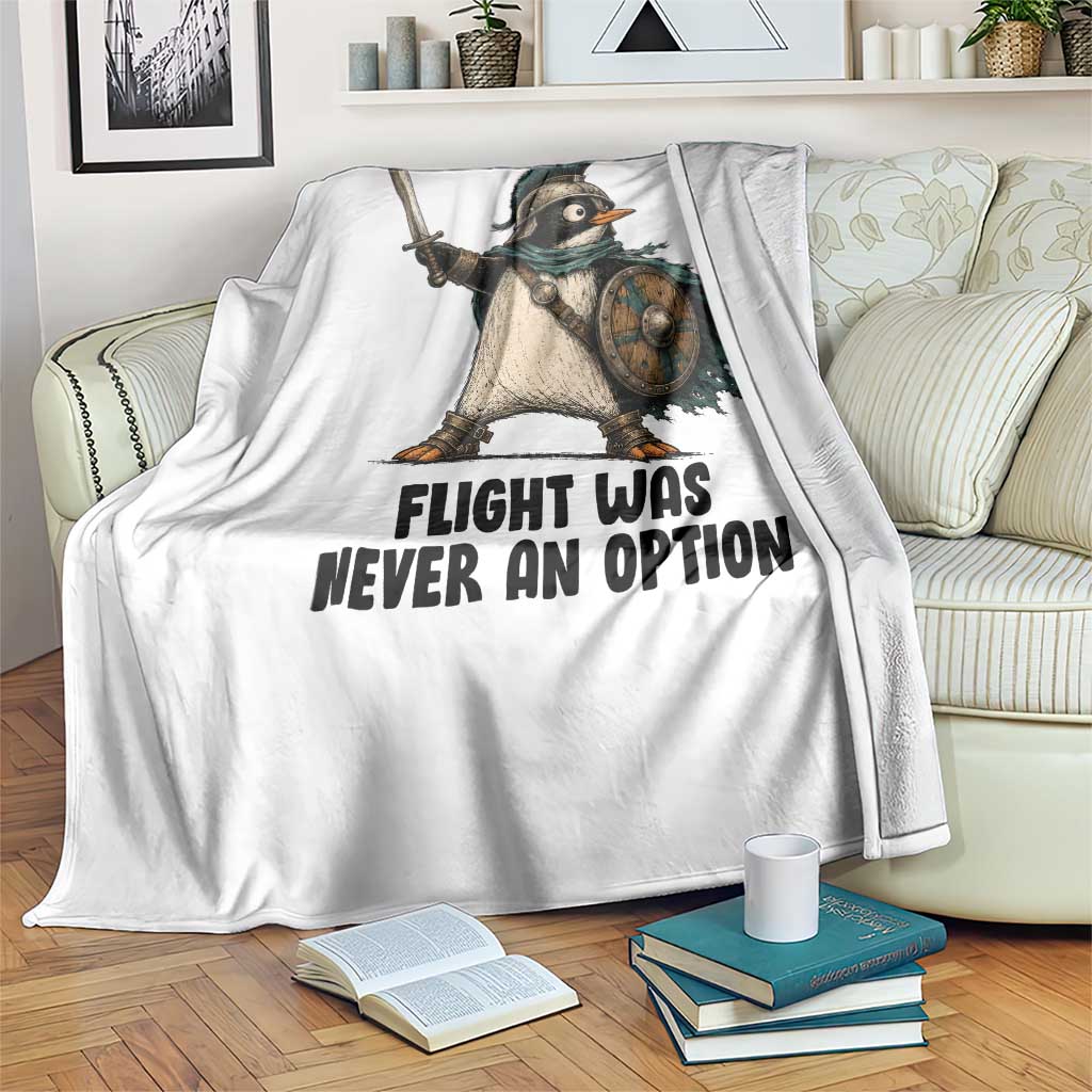 Flight Was Never An Option Funny Penguin Throw Blanket Sarcastic Dark Humor Animal