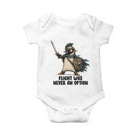 Flight Was Never An Option Funny Penguin Baby Onesie Sarcastic Dark Humor Animal