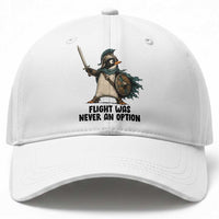 Flight Was Never An Option Funny Penguin Baseball Cap Sarcastic Dark Humor Animal