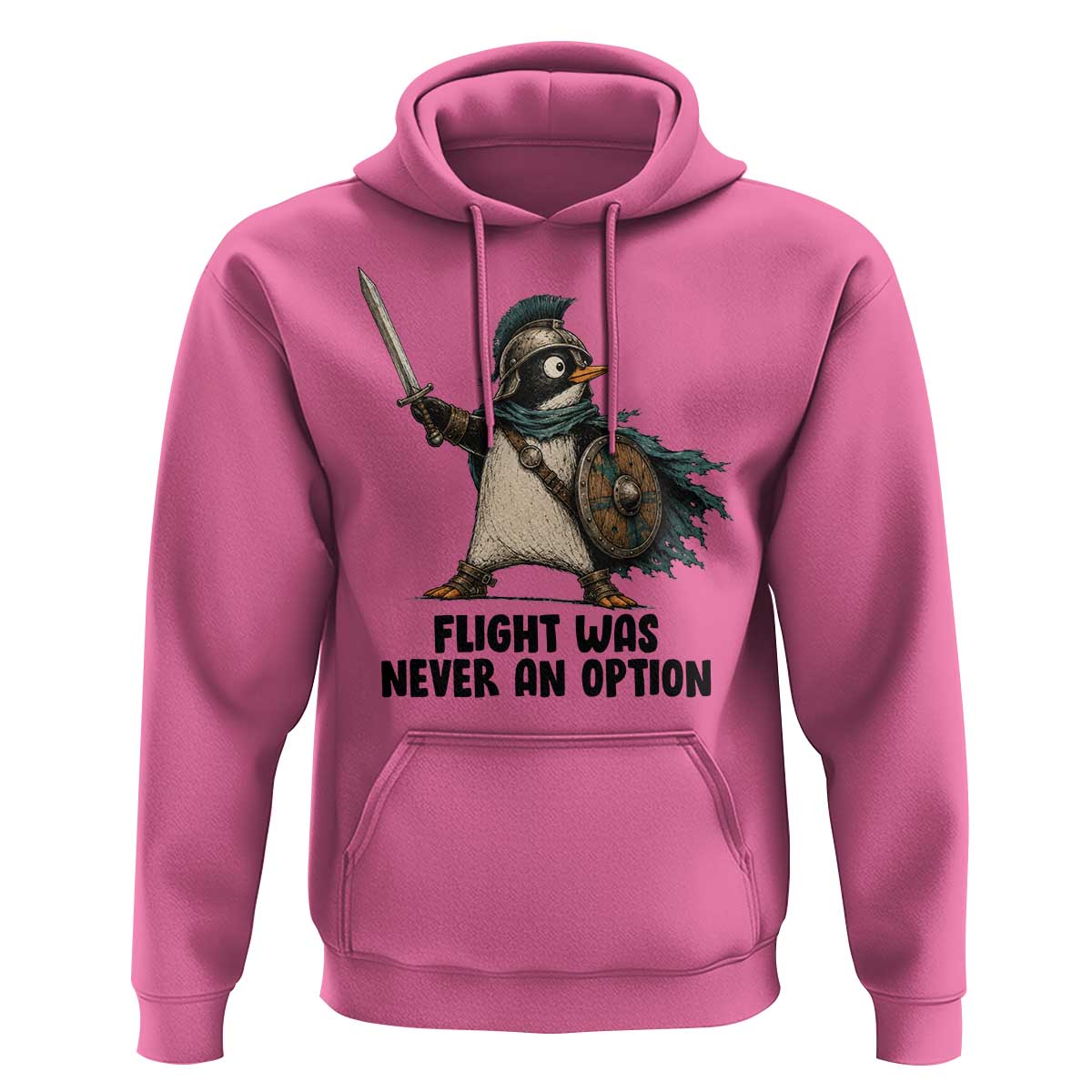 Flight Was Never An Option Funny Penguin Hoodie Sarcastic Dark Humor Animal
