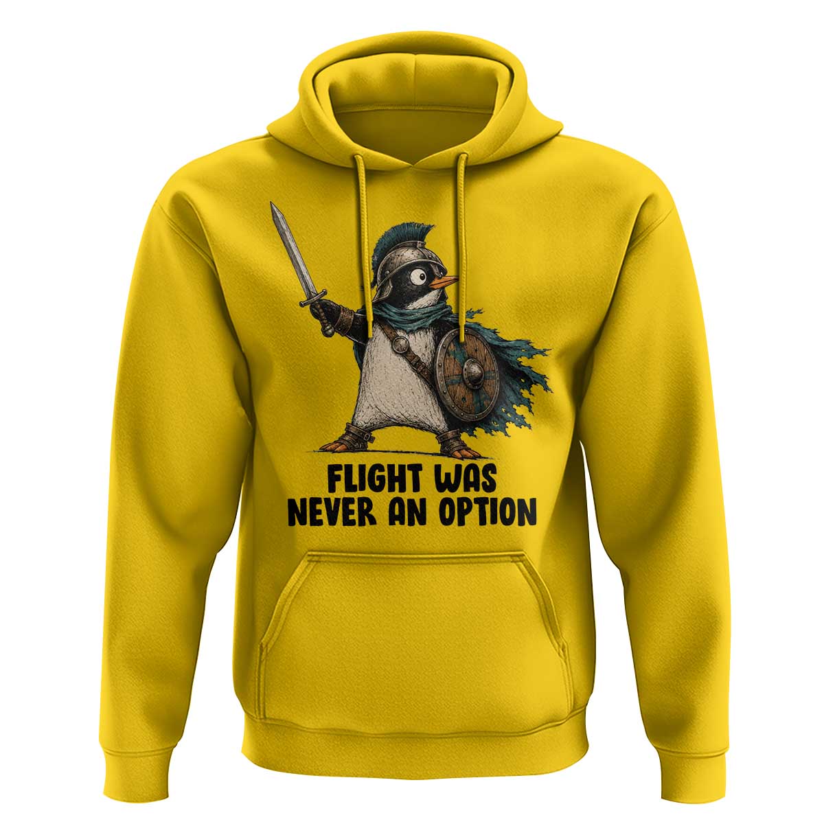 Flight Was Never An Option Funny Penguin Hoodie Sarcastic Dark Humor Animal