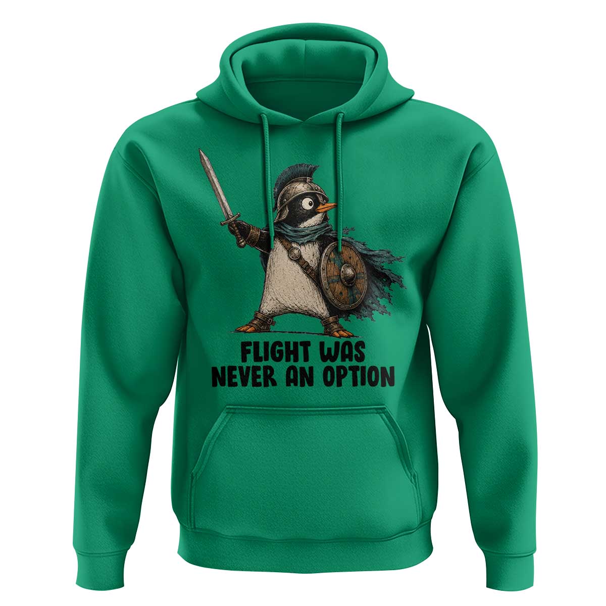 Flight Was Never An Option Funny Penguin Hoodie Sarcastic Dark Humor Animal