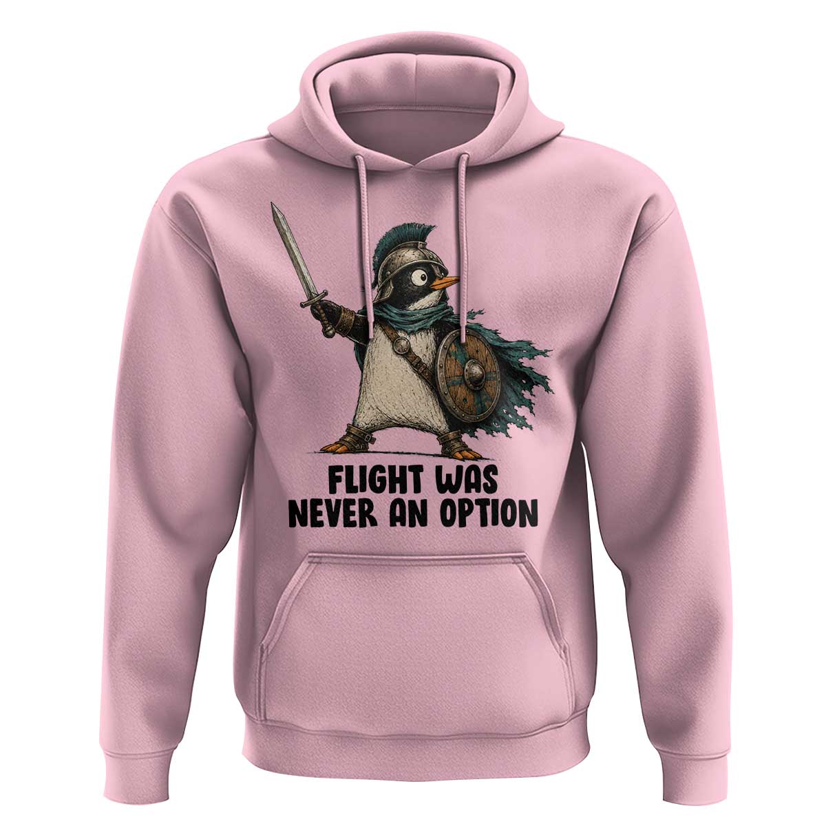 Flight Was Never An Option Funny Penguin Hoodie Sarcastic Dark Humor Animal