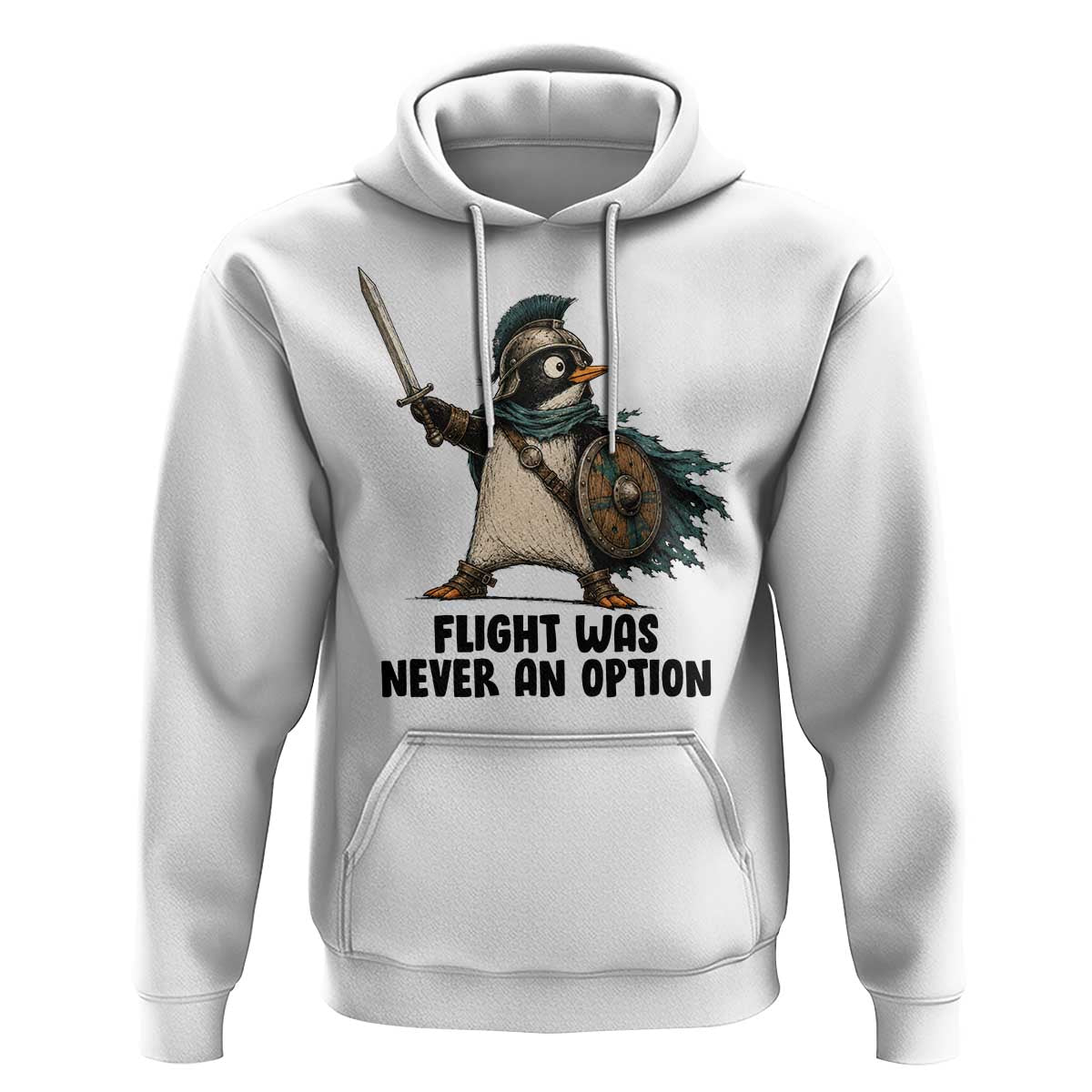 Flight Was Never An Option Funny Penguin Hoodie Sarcastic Dark Humor Animal