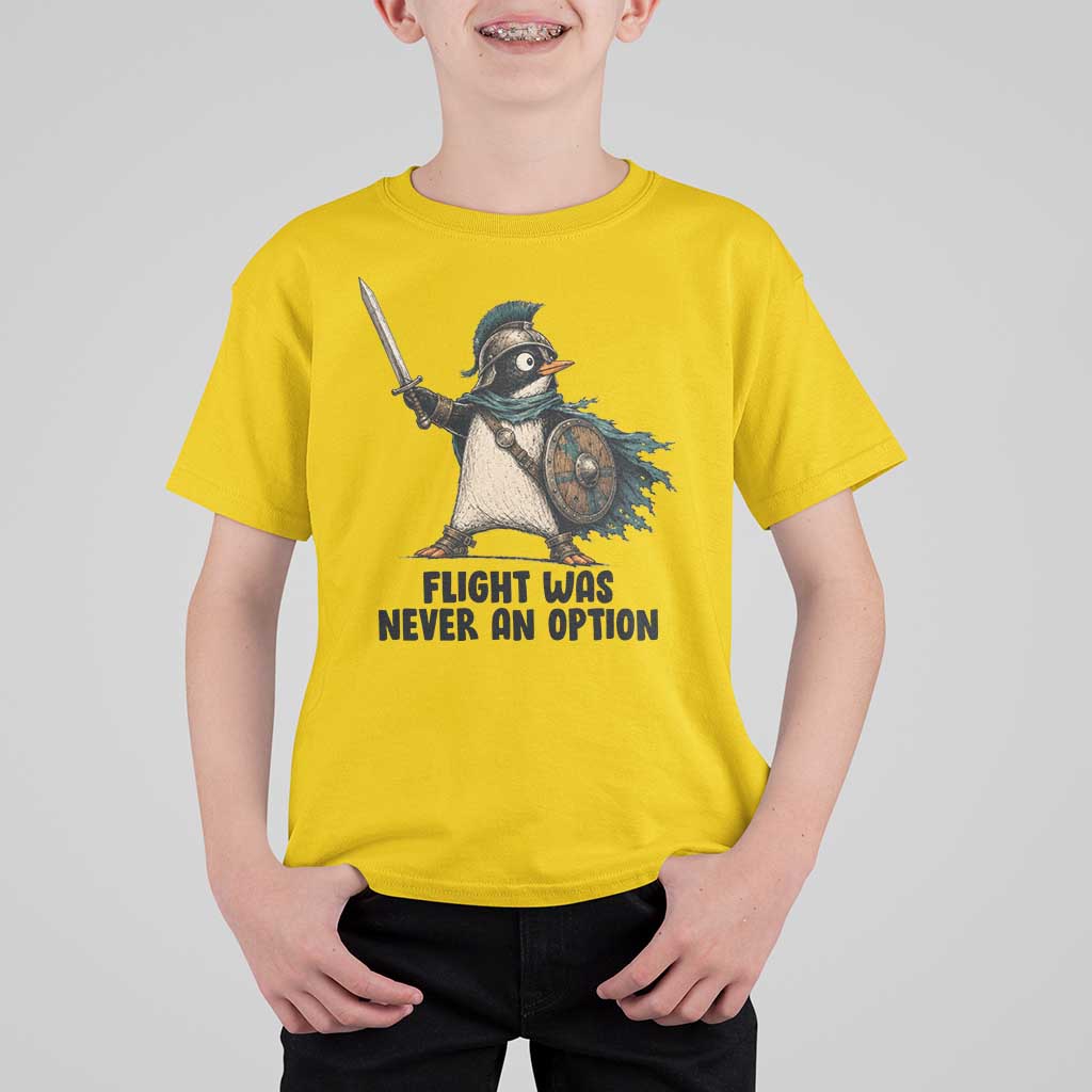 Flight Was Never An Option Funny Penguin T Shirt For Kid Sarcastic Dark Humor Animal