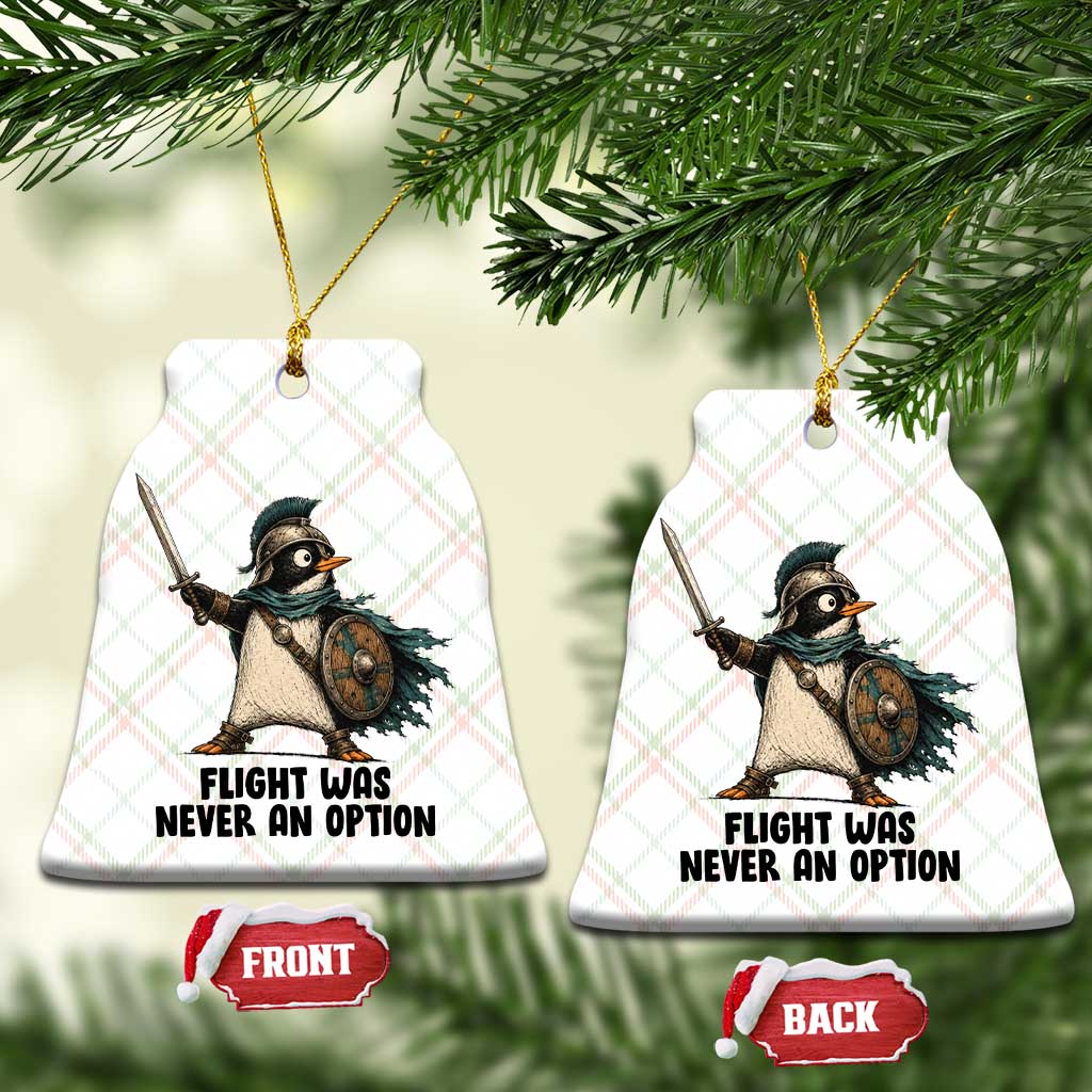 Flight Was Never An Option Funny Penguin Ceramic Ornament Sarcastic Dark Humor Animal