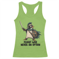 Flight Was Never An Option Funny Penguin Racerback Tank Top Sarcastic Dark Humor Animal