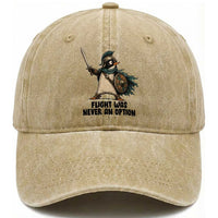 Flight Was Never An Option Funny Penguin Washed Cotton Baseball Cap Sarcastic Dark Humor Animal
