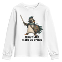 Flight Was Never An Option Funny Penguin Youth Sweatshirt Sarcastic Dark Humor Animal