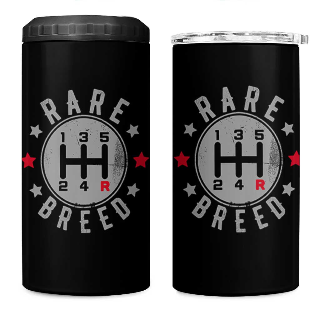 Rare Breed Manual Transmission Stick Shift Driver 4 in 1 Can Cooler Tumbler Vintage Distressed Graphic