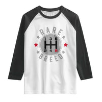Rare Breed Manual Transmission Stick Shift Driver Raglan Shirt Vintage Distressed Graphic