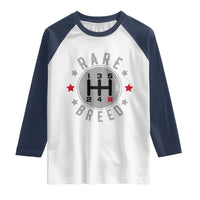 Rare Breed Manual Transmission Stick Shift Driver Raglan Shirt Vintage Distressed Graphic