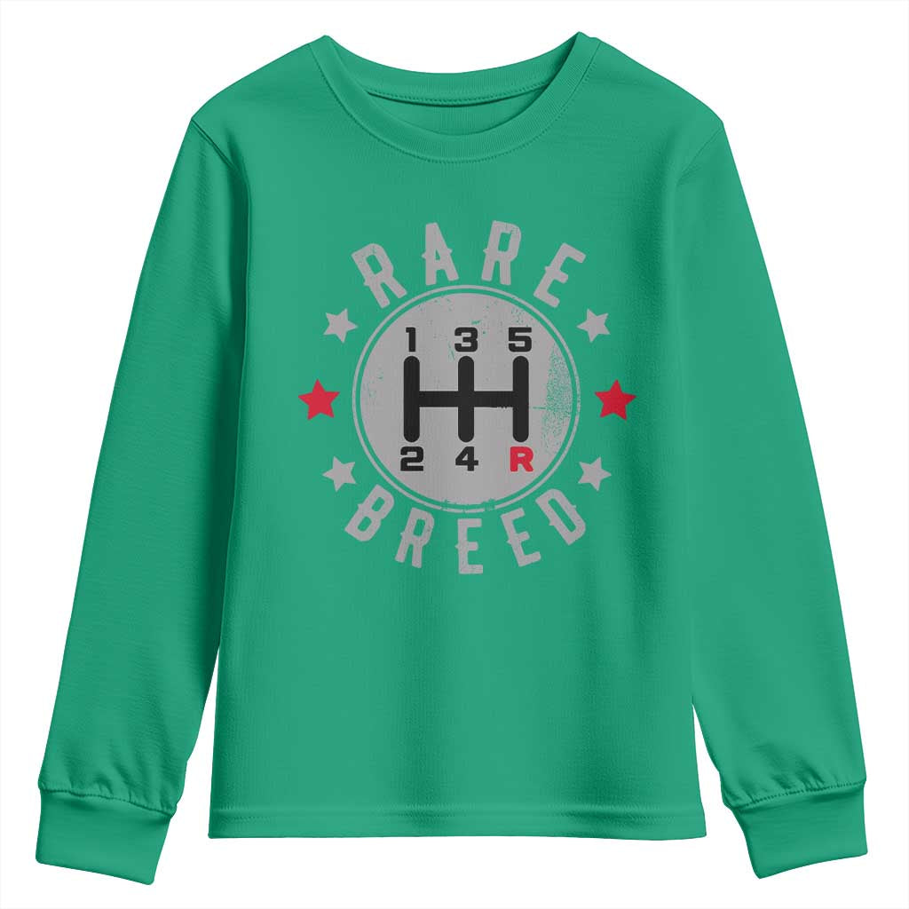 Rare Breed Manual Transmission Stick Shift Driver Youth Sweatshirt Vintage Distressed Graphic