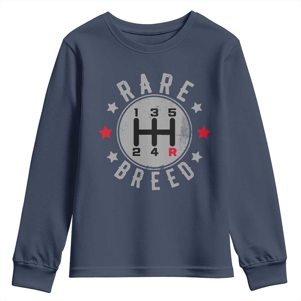 Rare Breed Manual Transmission Stick Shift Driver Youth Sweatshirt Vintage Distressed Graphic