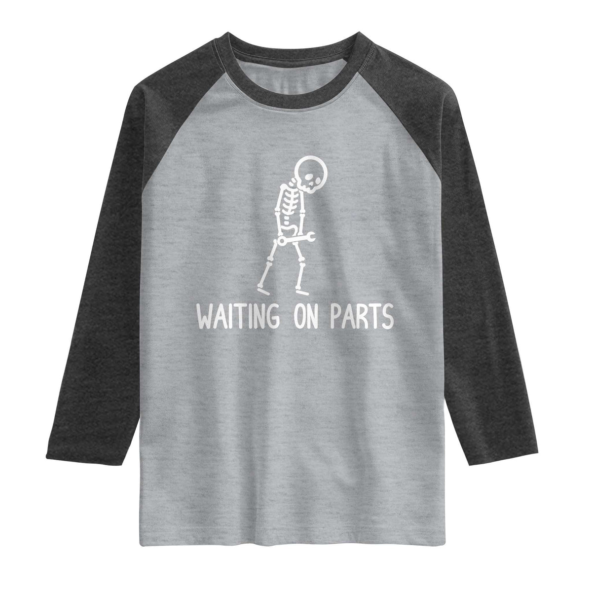 Waiting on Parts Mechanic Skeleton Raglan Shirt Garage Car Guy Auto Repair Life