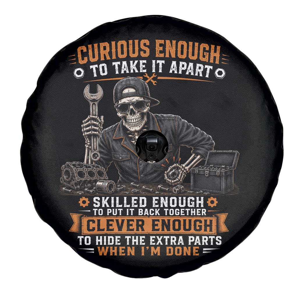 Mechanic Skeleton Spare Tire Cover Curious Enough to Take It Apart Car Auto Repair Garage