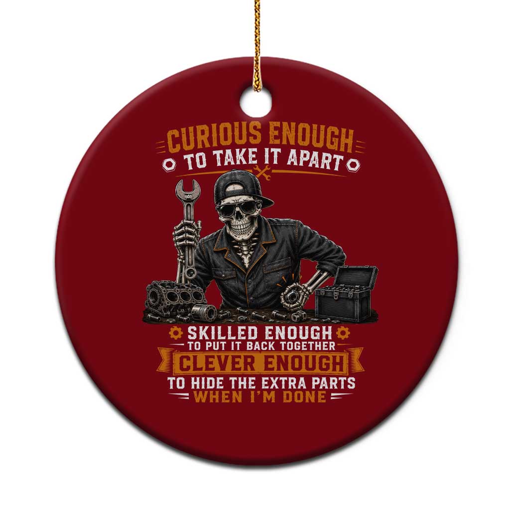 Mechanic Skeleton Ceramic Ornament Curious Enough to Take It Apart Car Auto Repair Garage