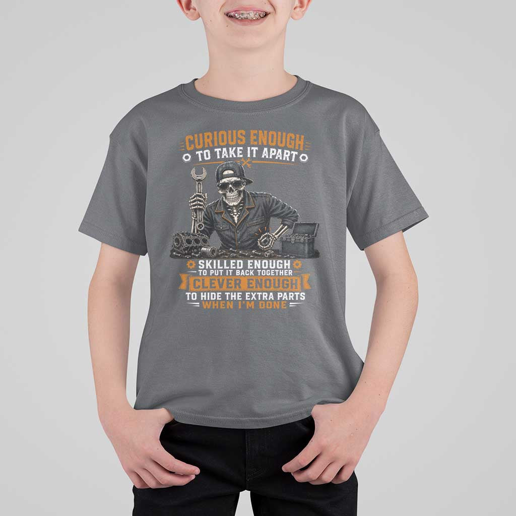 Mechanic Skeleton T Shirt For Kid Curious Enough to Take It Apart Car Auto Repair Garage