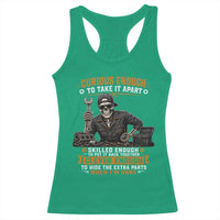 Mechanic Skeleton Racerback Tank Top Curious Enough to Take It Apart Car Auto Repair Garage
