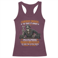 Mechanic Skeleton Racerback Tank Top Curious Enough to Take It Apart Car Auto Repair Garage