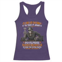 Mechanic Skeleton Racerback Tank Top Curious Enough to Take It Apart Car Auto Repair Garage