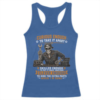 Mechanic Skeleton Racerback Tank Top Curious Enough to Take It Apart Car Auto Repair Garage