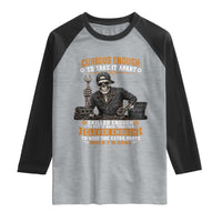 Mechanic Skeleton Raglan Shirt Curious Enough to Take It Apart Car Auto Repair Garage