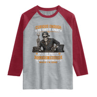 Mechanic Skeleton Raglan Shirt Curious Enough to Take It Apart Car Auto Repair Garage