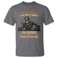 Mechanic Skeleton T Shirt Curious Enough to Take It Apart Car Auto Repair Garage
