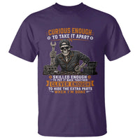 Mechanic Skeleton T Shirt Curious Enough to Take It Apart Car Auto Repair Garage