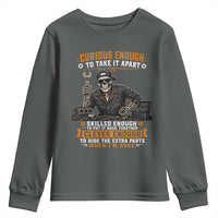 Mechanic Skeleton Youth Sweatshirt Curious Enough to Take It Apart Car Auto Repair Garage