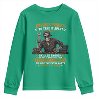 Mechanic Skeleton Youth Sweatshirt Curious Enough to Take It Apart Car Auto Repair Garage