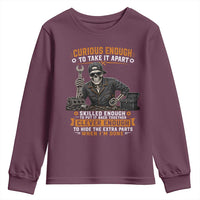 Mechanic Skeleton Youth Sweatshirt Curious Enough to Take It Apart Car Auto Repair Garage