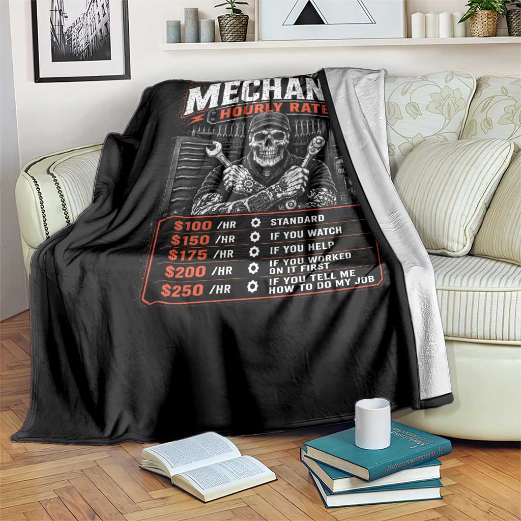 Mechanic Skeleton Throw Blanket Funny Hourly Rate Auto Car Garage Labor Rates