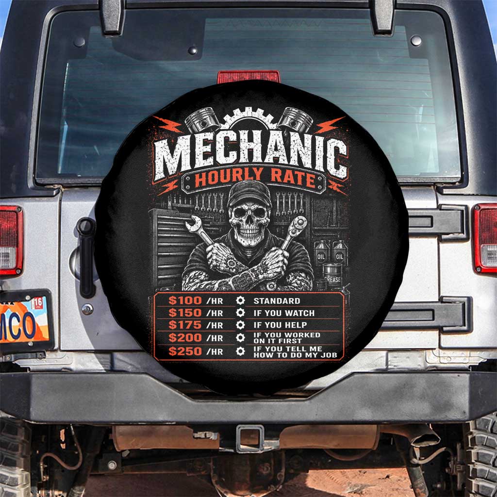 Mechanic Skeleton Spare Tire Cover Funny Hourly Rate Auto Car Garage Labor Rates
