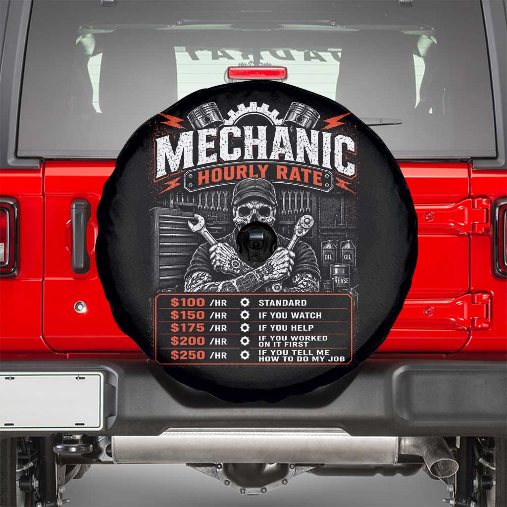 Mechanic Skeleton Spare Tire Cover Funny Hourly Rate Auto Car Garage Labor Rates