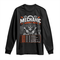 Mechanic Skeleton Long Sleeve Shirt Funny Hourly Rate Auto Car Garage Labor Rates