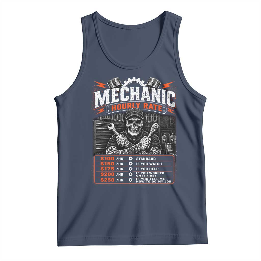 Mechanic Skeleton Tank Top Funny Hourly Rate Auto Car Garage Labor Rates