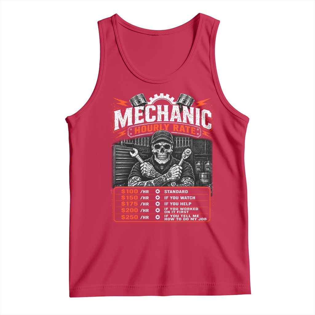 Mechanic Skeleton Tank Top Funny Hourly Rate Auto Car Garage Labor Rates