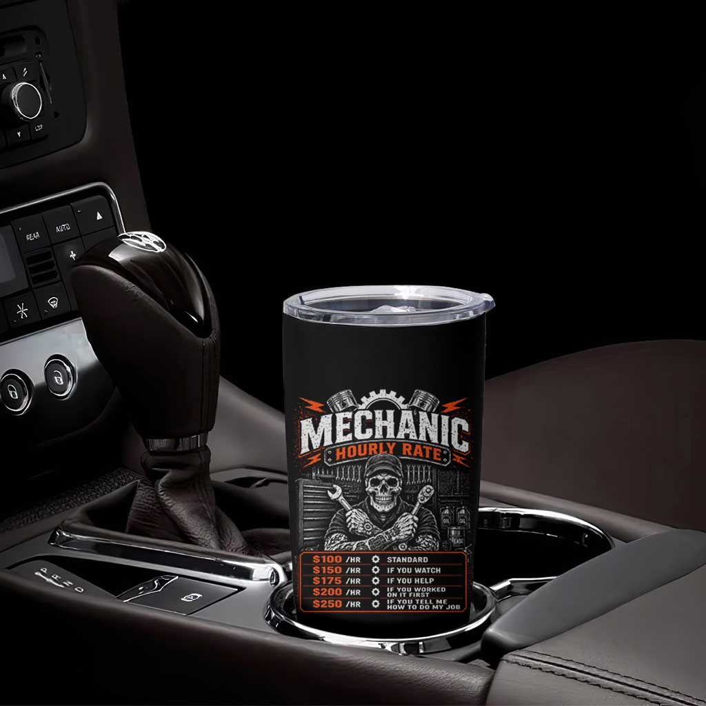 Mechanic Skeleton Tumbler Cup Funny Hourly Rate Auto Car Garage Labor Rates