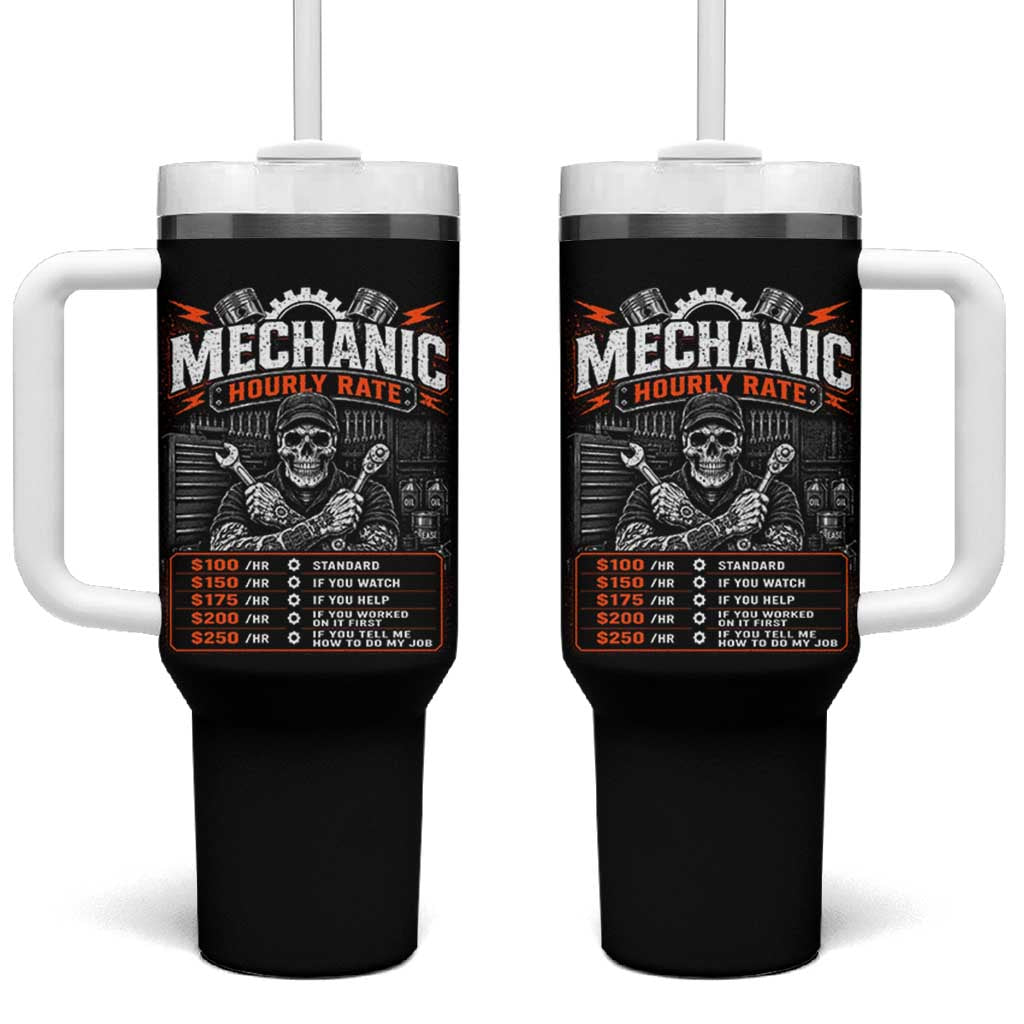 Mechanic Skeleton Tumbler With Handle Funny Hourly Rate Auto Car Garage Labor Rates