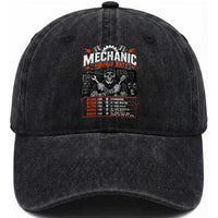 Mechanic Skeleton Washed Cotton Baseball Cap Funny Hourly Rate Auto Car Garage Labor Rates
