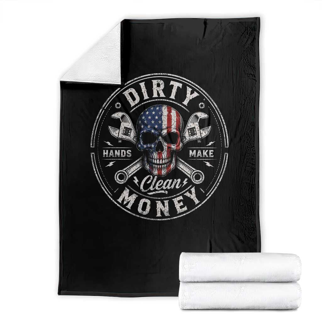 Mechanic Skeleton Throw Blanket My Hands May Be Dirty But My Money is Clean Auto Repair Garage