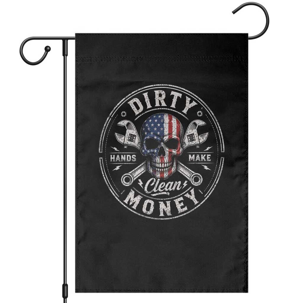 Mechanic Skeleton Garden Flag My Hands May Be Dirty But My Money is Clean Auto Repair Garage