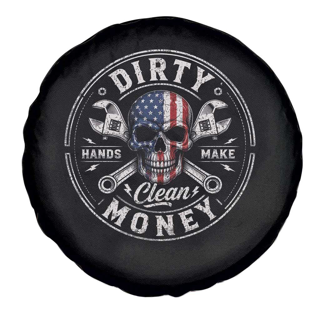 Mechanic Skeleton Spare Tire Cover My Hands May Be Dirty But My Money is Clean Auto Repair Garage