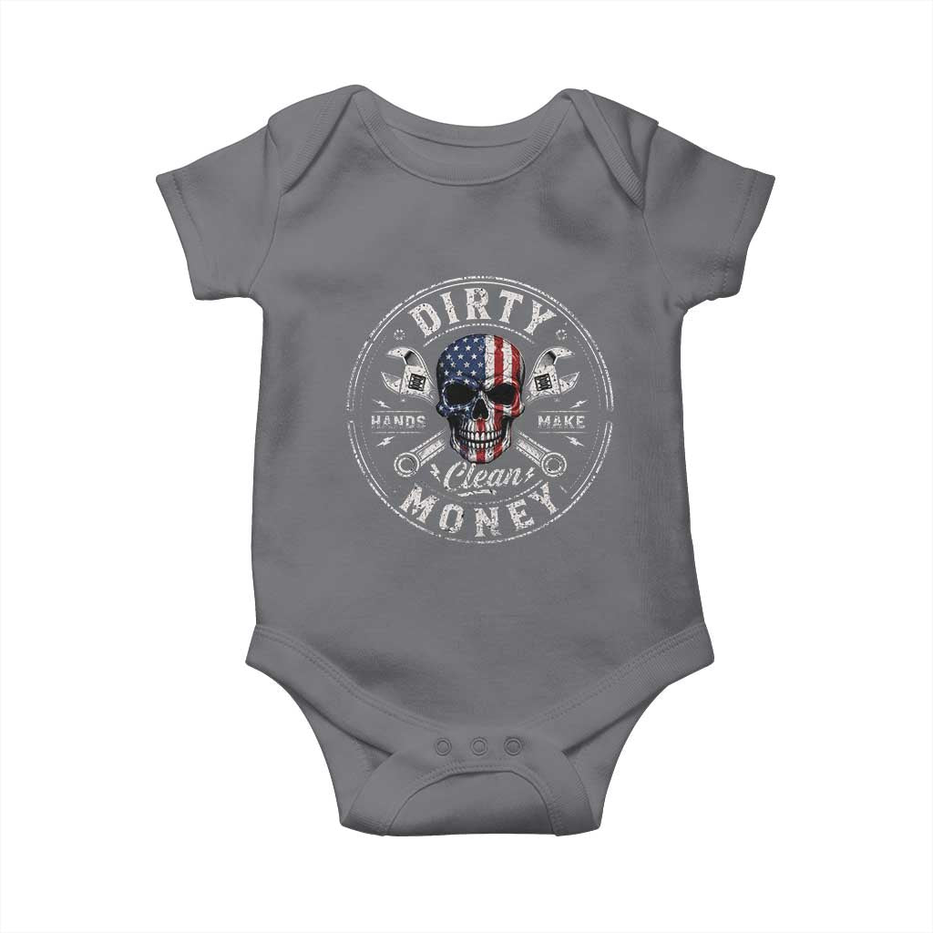 Mechanic Skeleton Baby Onesie My Hands May Be Dirty But My Money is Clean Auto Repair Garage