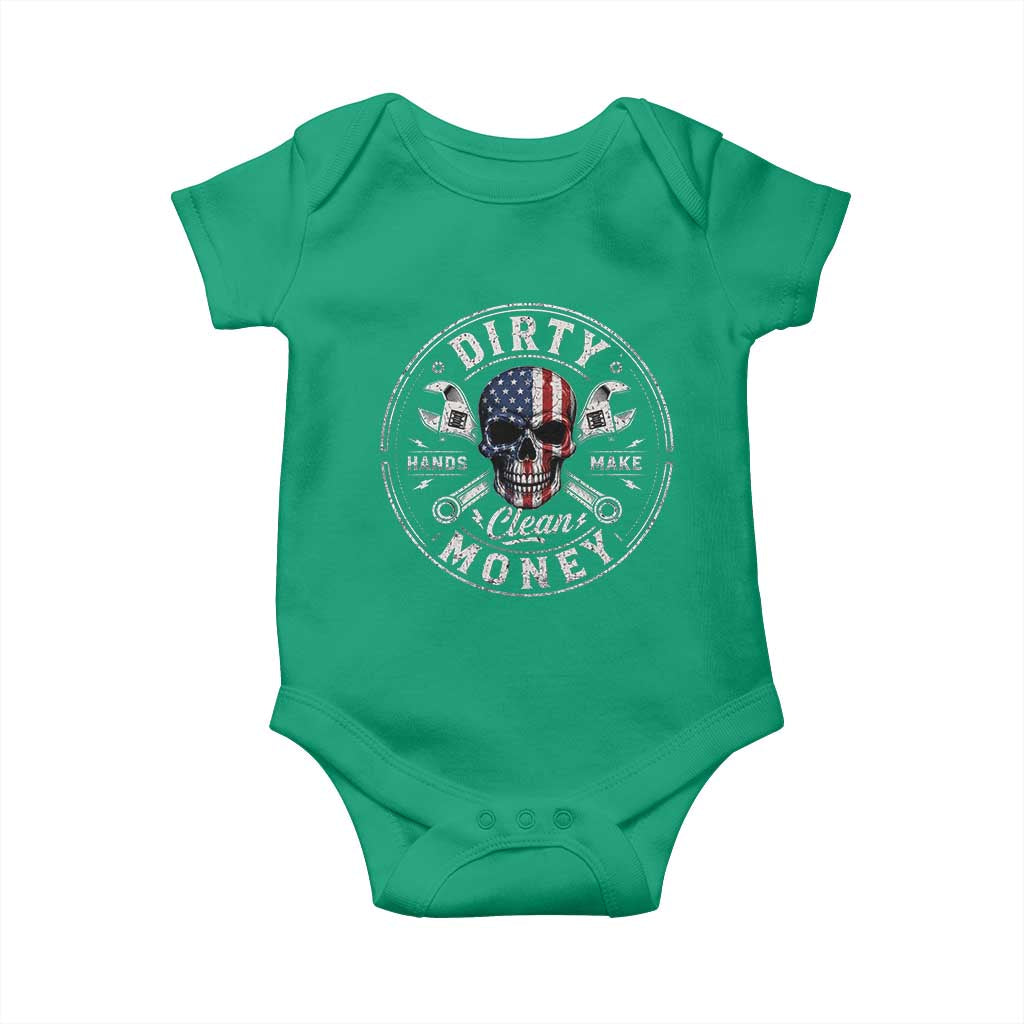 Mechanic Skeleton Baby Onesie My Hands May Be Dirty But My Money is Clean Auto Repair Garage