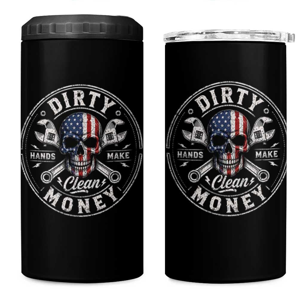 Mechanic Skeleton 4 in 1 Can Cooler Tumbler My Hands May Be Dirty But My Money is Clean Auto Repair Garage