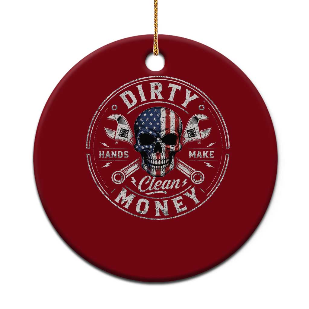 Mechanic Skeleton Ceramic Ornament My Hands May Be Dirty But My Money is Clean Auto Repair Garage